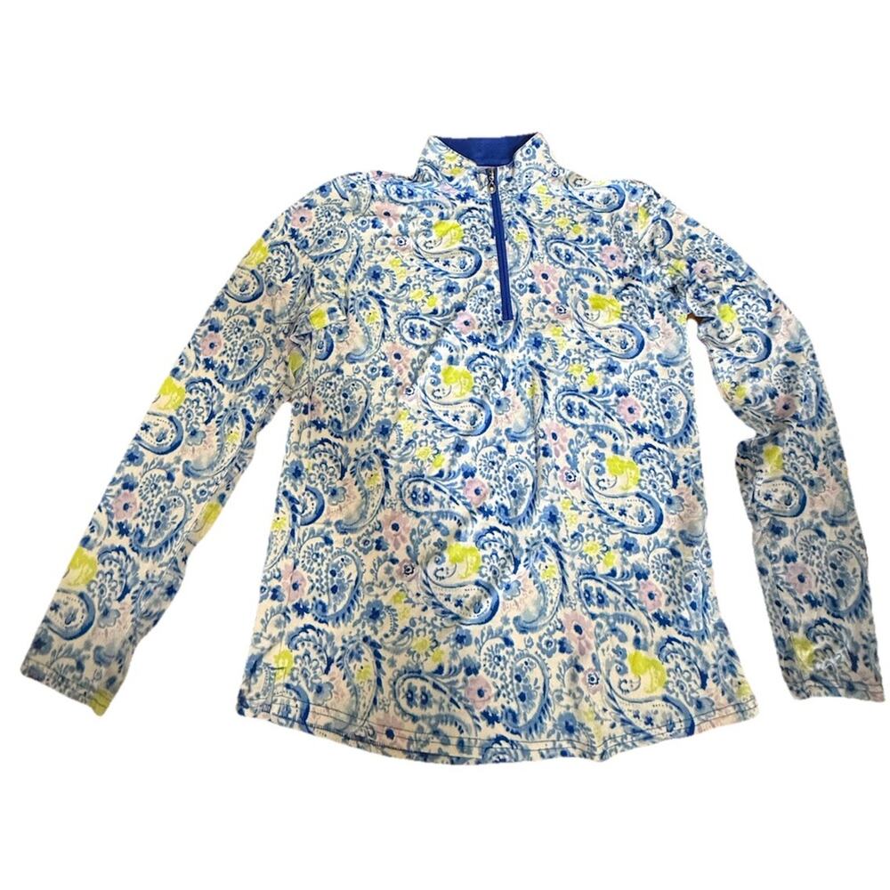 SAN SOLEIL Women’s Blue Golf Long Sleeve Shirt UV 50 + Cooling 1/4 Zip Size LG